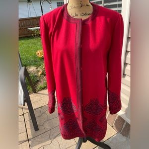 Peter Nygard 14P Red Wool Blend Long Jacket